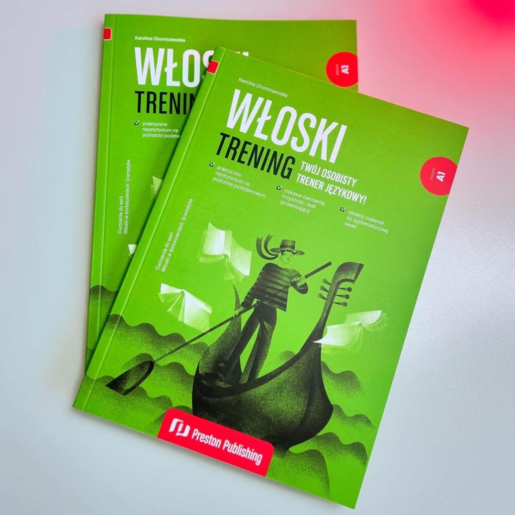 Zdjęcie okładki książki do nauki włoskiego Włoski. Trening A1 od Preston Publishing