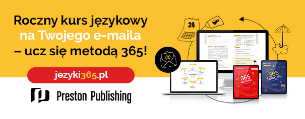 grafika przedstawiająca roczny kurs językowy na emaila Preston Publishing jezyki365