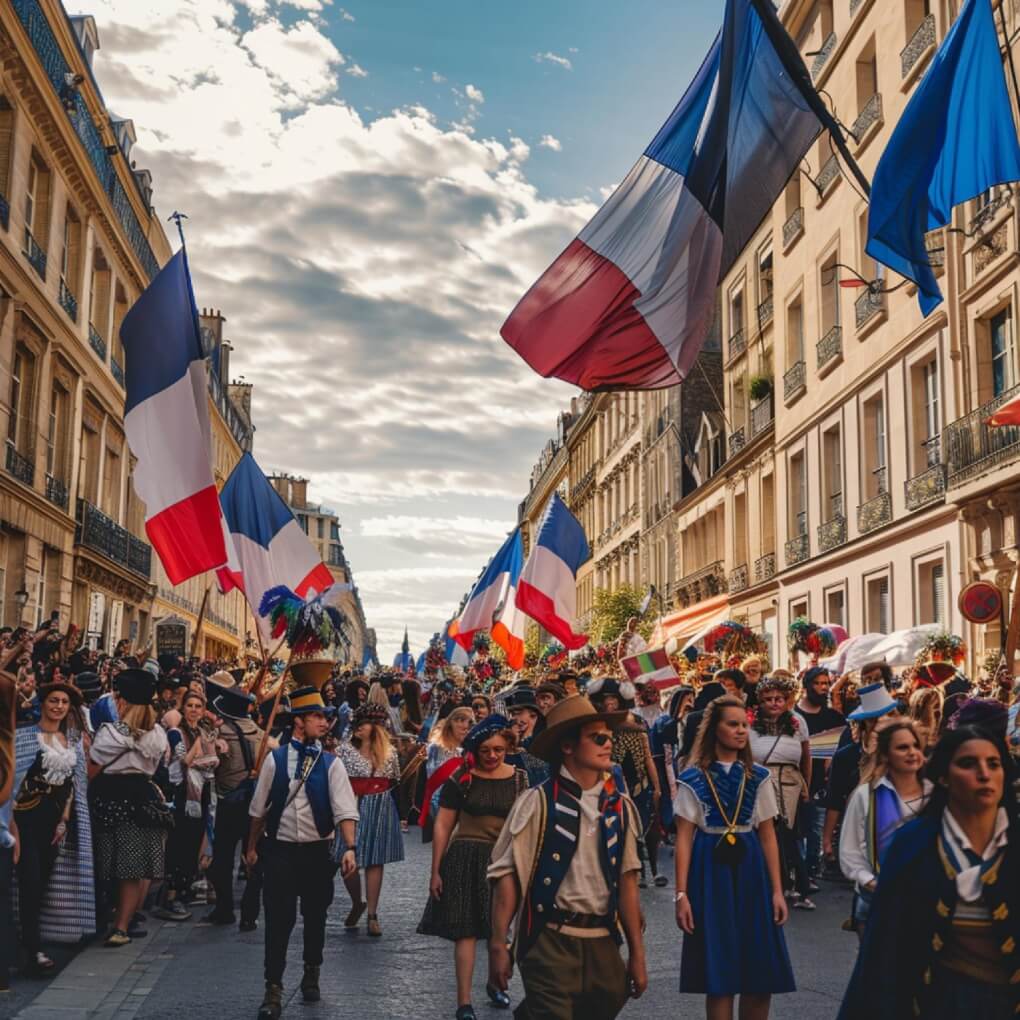 parada świąteczna we Francji francuskie święta państwowe nauka języka francuskiego z Preston Publishing