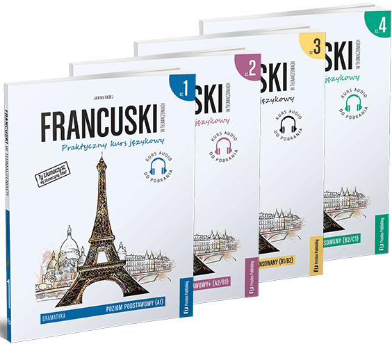 okładki serii książek Francuski w tłumaczeniach gramatyka_Preston Publishing