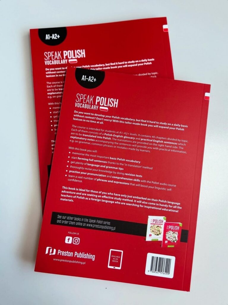 okładka tylna książki Speak Polish Vocabulary od wydawnictwa Preston Publishing