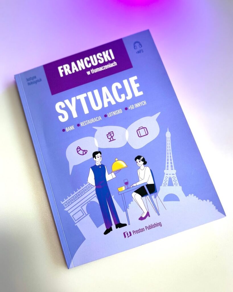 okładka książki Francuski w tłumaczeniach sytuacje od Preston Publishing nauka języków obcych