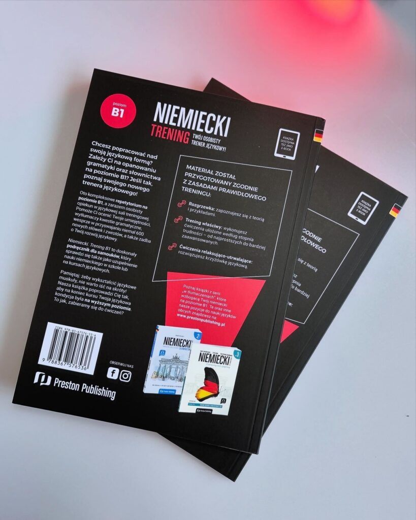 tył okładki książki Niemiecki Trening b1 od wydawnictwa Preston Publishing