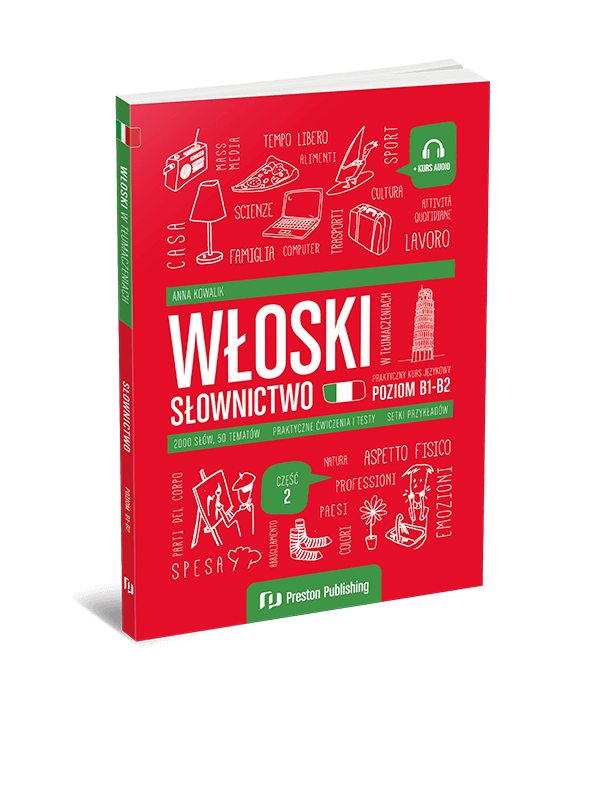okładka książki do nauki słownictwa włoskiego metoda tłumaczenia zdań od Preston Publishing