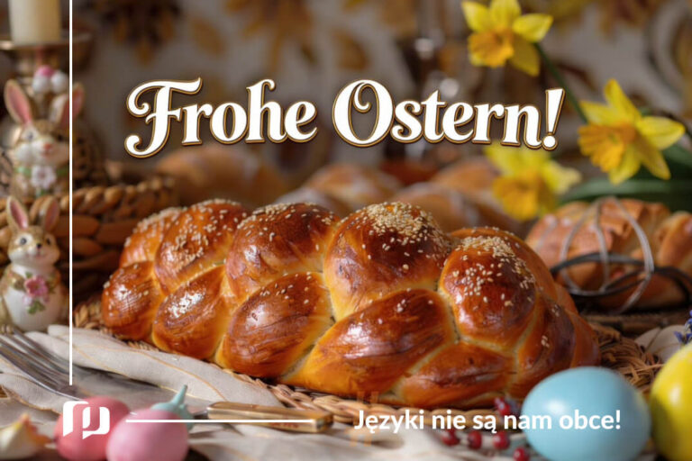 niemiecka chałka wielkanocna na tle wielkanocnych dekoracji nauka języka niemieckiego Preston Publishing