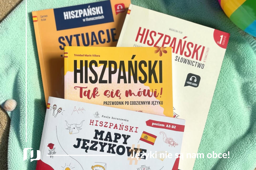 ksiazki do nauki jezyka hiszpanskiego i hiszpanskiego slownictwa od Preston Publishing na pirwszym planie nowosc Hiszpanski tak sie mowi